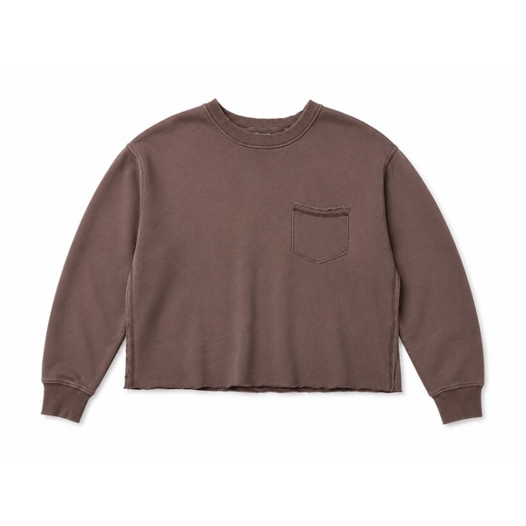 aerie Tops - Aerie Brown Raw Hem Cropped Pocket‎ Crewneck Sweatshirt Womens Medium